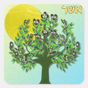Sticker Carré Judaica 12 tribus d'Israël Asher