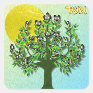 Sticker Carré Judaica 12 Tribus Israël Asher