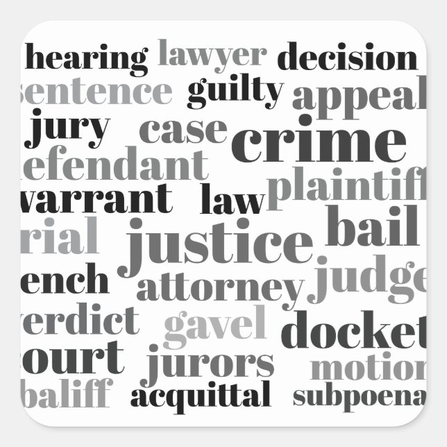 Sticker Carré Judicial Legal Terns Word Cloud Design (Devant)