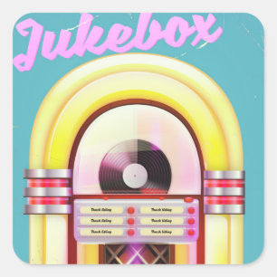 Sticker Carré Juke-box vintage de musique