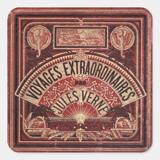 STICKER CARRÉ JULES VERNE "VOYAGES EXTRAORDINAIRES" (1878)