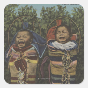 Sticker Carré Jumeaux indiens en Papooses & "� pleurant"