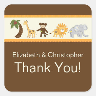 Sticker Carré Jungle Safari Baby shower animal neutre