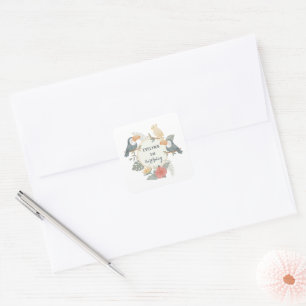Sticker Carré Jungle Toucan 1er Anniversaire Boho Baby Shower Pe