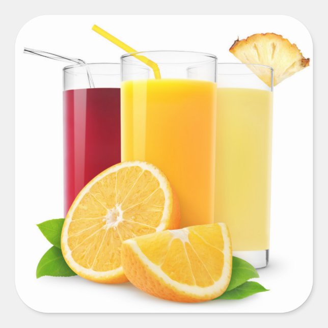 Sticker Carré Jus de fruits frais (Devant)