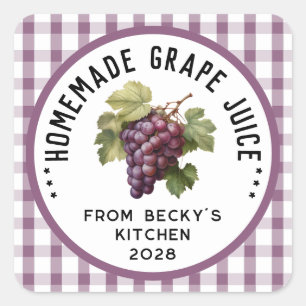 Sticker Carré Jus de raisin fait maison avec motif à carreaux