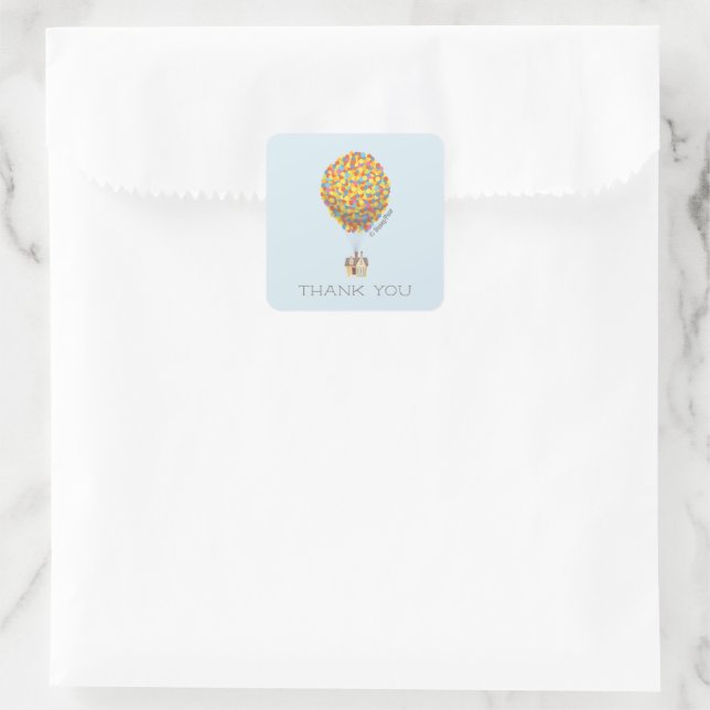 Sticker Carré JUSQU' | Baby shower Adventure Await - Merci (Sac)