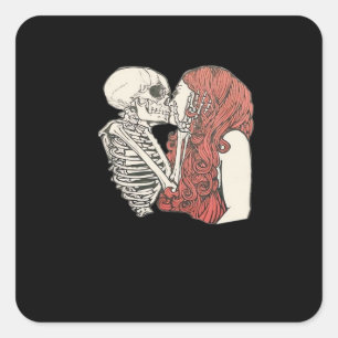 Sticker Carré Jusqu'à ce que la mort nous sépare Art de squelett