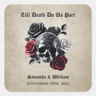 Sticker Carré Jusqu'à ce que la mort nous sépare Mariage d'Hallo