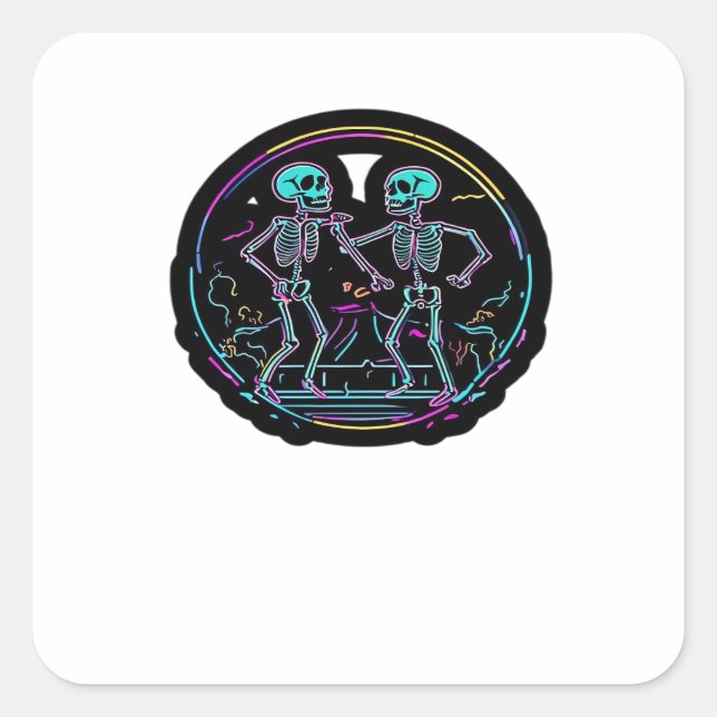 Sticker Carré Jusqu'à la mort Faites-nous la fête Skeleton Dance (Devant)