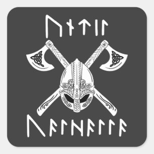 Sticker Carré Jusqu'à Valhalla dans Rune Norse