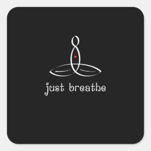 Sticker Carré Just Breathe - Blanc style fantaisie