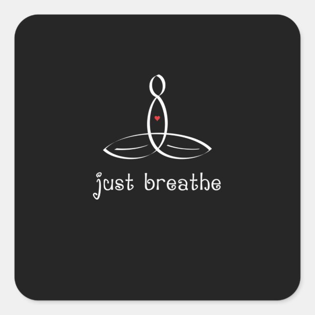 Sticker Carré Just Breathe - Blanc style fantaisie (Devant)