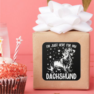 Sticker Carré Juste Ici Pour Mon Cool Amoureux des chiens Dachsh