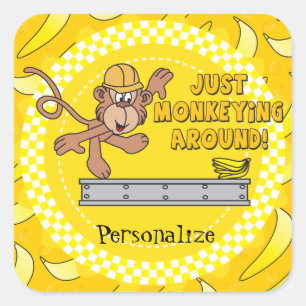 Sticker Carré Juste Monkeying autour