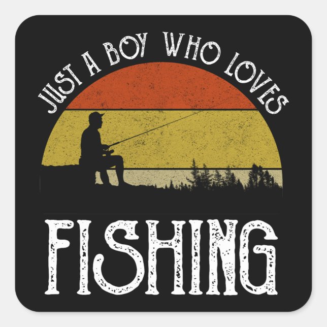 Sticker Carré Juste un garçon qui aime la pêche (Devant)