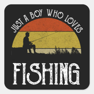 Sticker Carré Juste un garçon qui aime la pêche