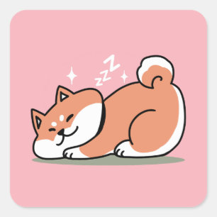 Sticker Carré Juste un Shiba allongé bas : mignonne conception S