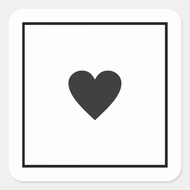 Sticker Carré juste un simple mariage de coeur d'amour noir (Devant)