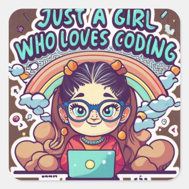 Sticker Carré Juste Une Fille Qui Aime Coder Geek Coding Femmes (Devant)