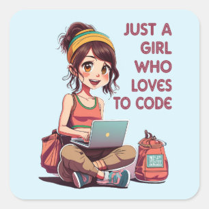 Sticker Carré Juste une fille qui aime le codage