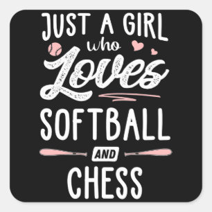 Sticker Carré juste une fille qui aime le softball et le cadeau