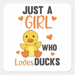 Sticker Carré Juste une fille qui aime les canards - mignons ani