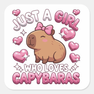 Sticker Carré Juste une fille qui aime les capybaras