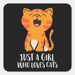 Sticker Carré Juste une fille qui aime les chats Pullover