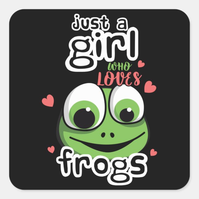 Sticker Carré Juste Une Fille Qui Aime Les Grenouilles Mignonne  (Devant)