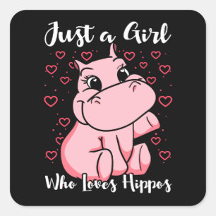 Sticker Carré Juste une fille qui aime les hippopotames femme mi