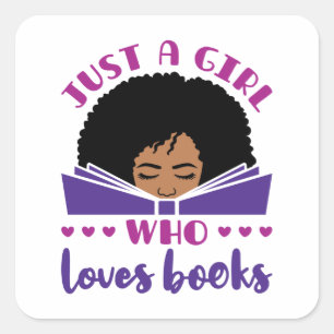 Sticker Carré Juste une fille qui aime les livres Africains-Amér