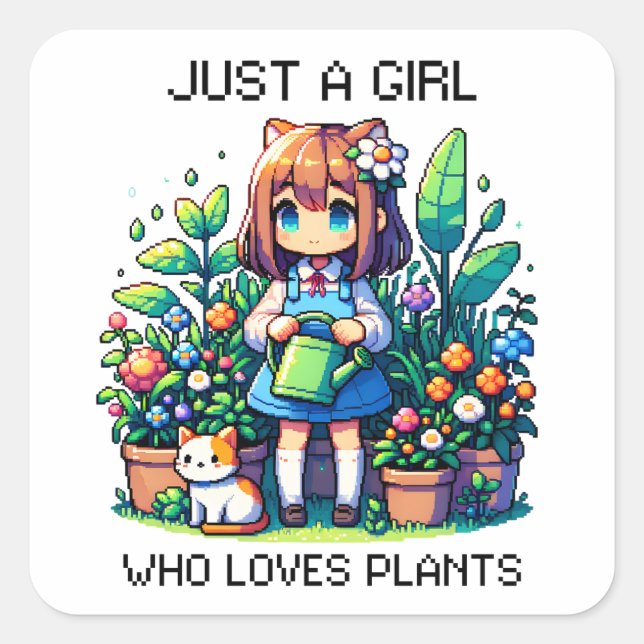 Sticker Carré Juste une fille qui aime les Plantes (Devant)