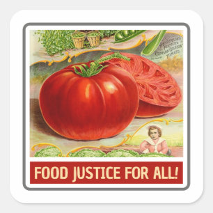 Sticker Carré Justice alimentaire - Tomates Vintages & Jardin
