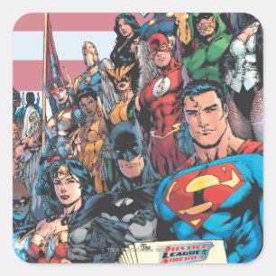 Sticker Carré Justice League of America Première question