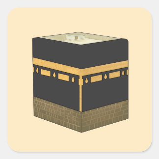 Sticker Carré Kaaba - Anglais - Chaîne d'eau - Kaabah Hand Drawn