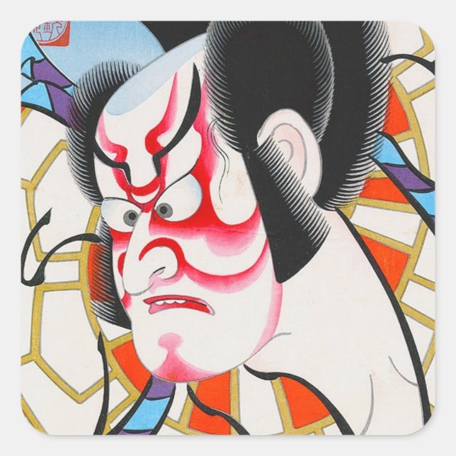 Sticker Carré kabuki maquillage traditionnel japonais cool tadam (Devant)