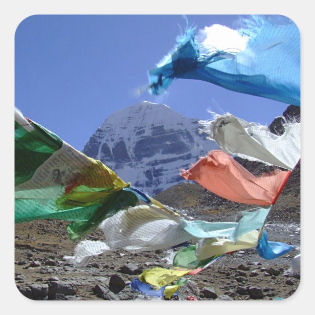 Sticker Carré Kailash, montagne sainte, Tibet - Himalaya (Devant)