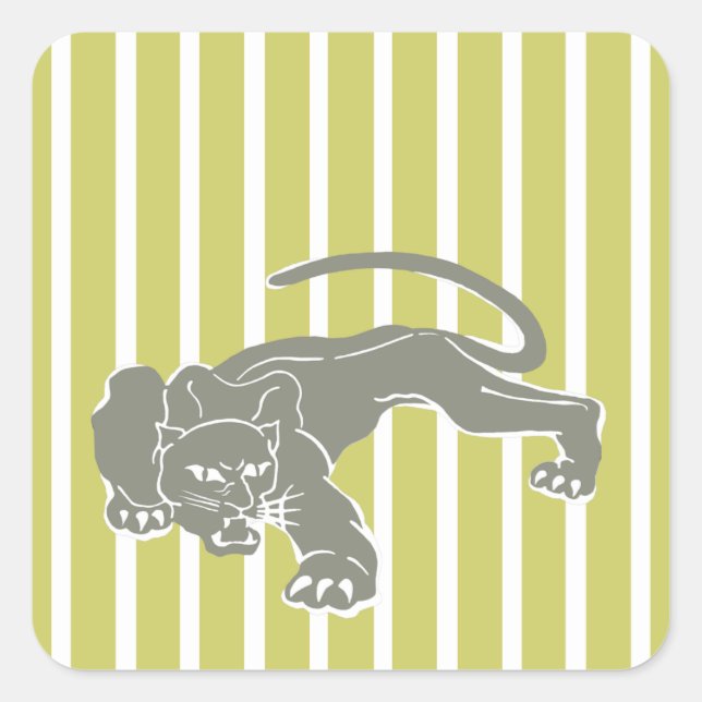 Sticker Carré Kaki Safari en bande avec Leopard (Devant)