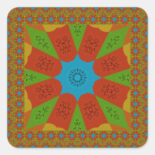Sticker Carré Kaleidoscope Bloom Une Vibrante couleur d'impressi