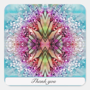 Sticker Carré Kaleidoscope de gouttes de rosée : Art floral abst