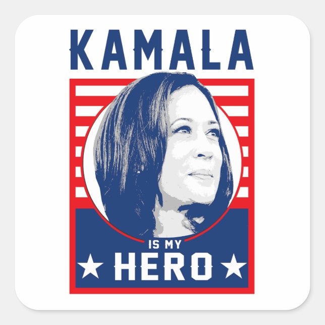Sticker Carré Kamala est mon héros (Devant)