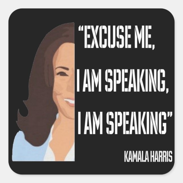 Sticker Carré Kamala Harris Je parle (Devant)