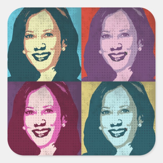 Sticker Carré Kamala Harris Pop Art (Devant)