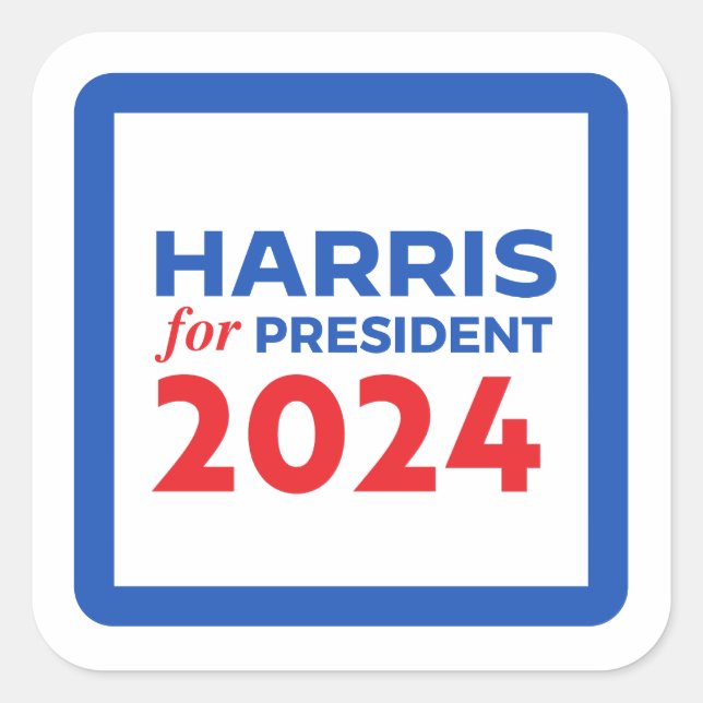 Sticker Carré Kamala Harris pour le président (Devant)