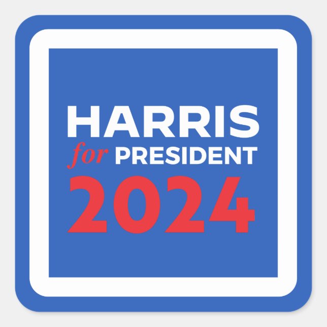 Sticker Carré Kamala Harris pour le président (Devant)
