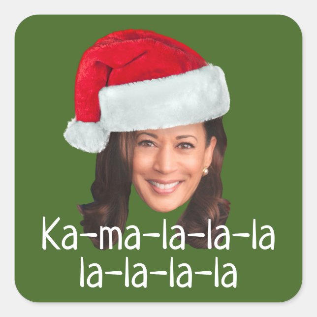 Sticker Carré Kamala Santa Hat - Biden Harris 2020 vacances amus (Devant)