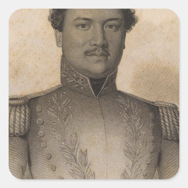 Sticker Carré Kamehameha, Hawaii (Devant)