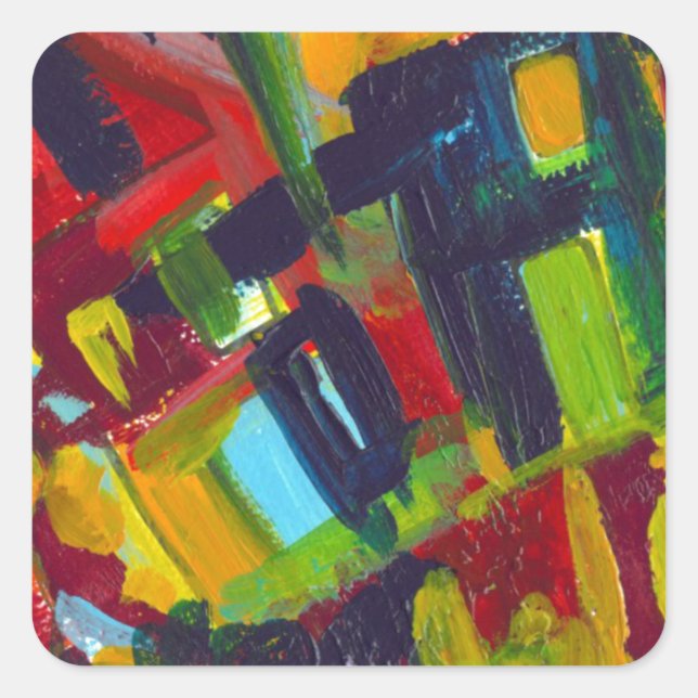 Sticker Carré Kandinsky 304 Oeuvre Abstraite colorée (Devant)