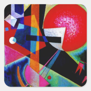 Sticker Carré Kandinsky en peinture Abstraite bleue